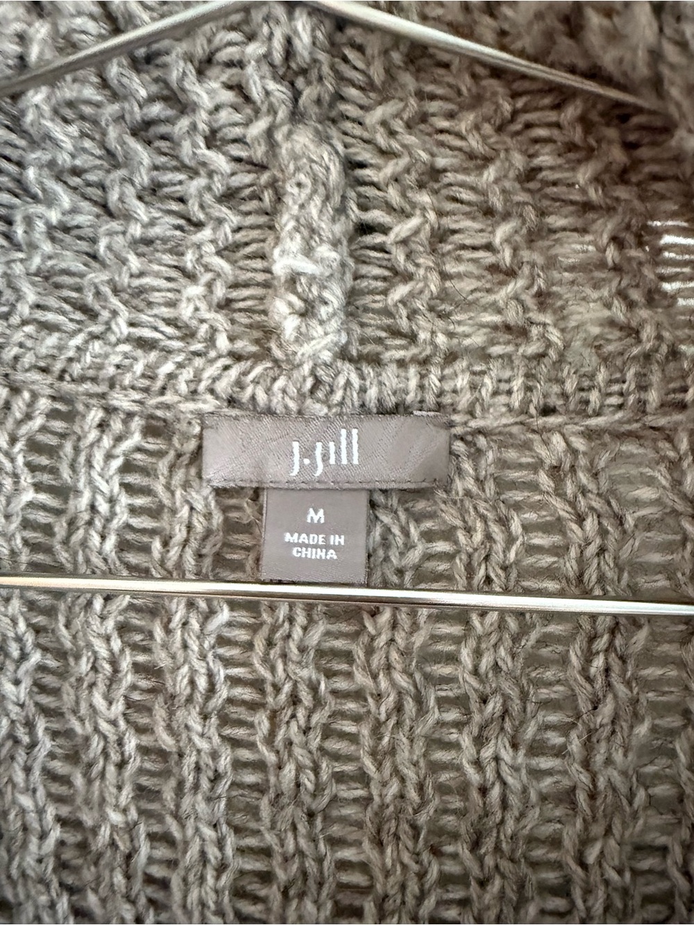 J. Jill Women’s Taupe Chunky Shawl-Collar Cardigan - Picture 4 of 7